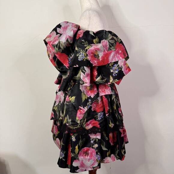 Dolce & Gabbana Runway Dark Floral Ruffle Mini Dress NWT IT 38 US 2 Romantic - Picture 7 of 16